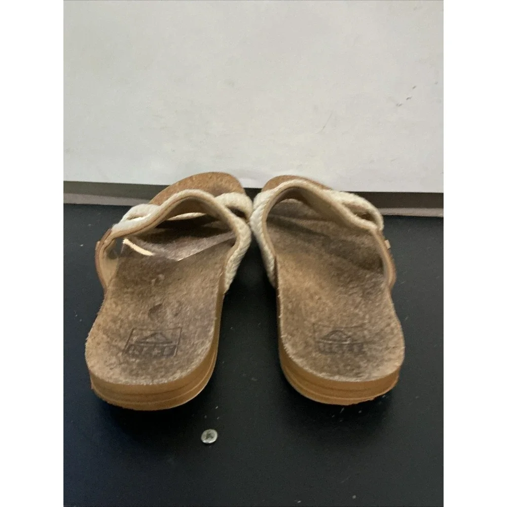 Reef Cushion Vista Natural Crochet Womens Slides Sandals Beige Size 8